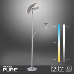 Paul Neuhaus LED-Stehleuchte 2flg silberfarben