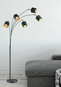 Reality Leuchten Stehleuchte 5flg schwarz