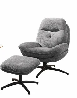 Relax-Sessel mit Hocker grau