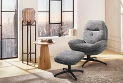 Relax-Sessel mit Hocker grau