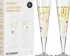 Ritzenhoff Cristal 2er Champagnerglas 205ml grauschwarzgoldfarbenpink