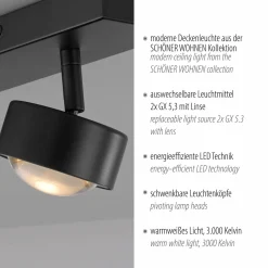 SCHÖNER WOHNEN LED-Deckenleuchte 2flg schwarz