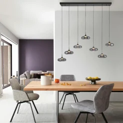 SCHÖNER WOHNEN LED-Pendelleuchte 7flg grau