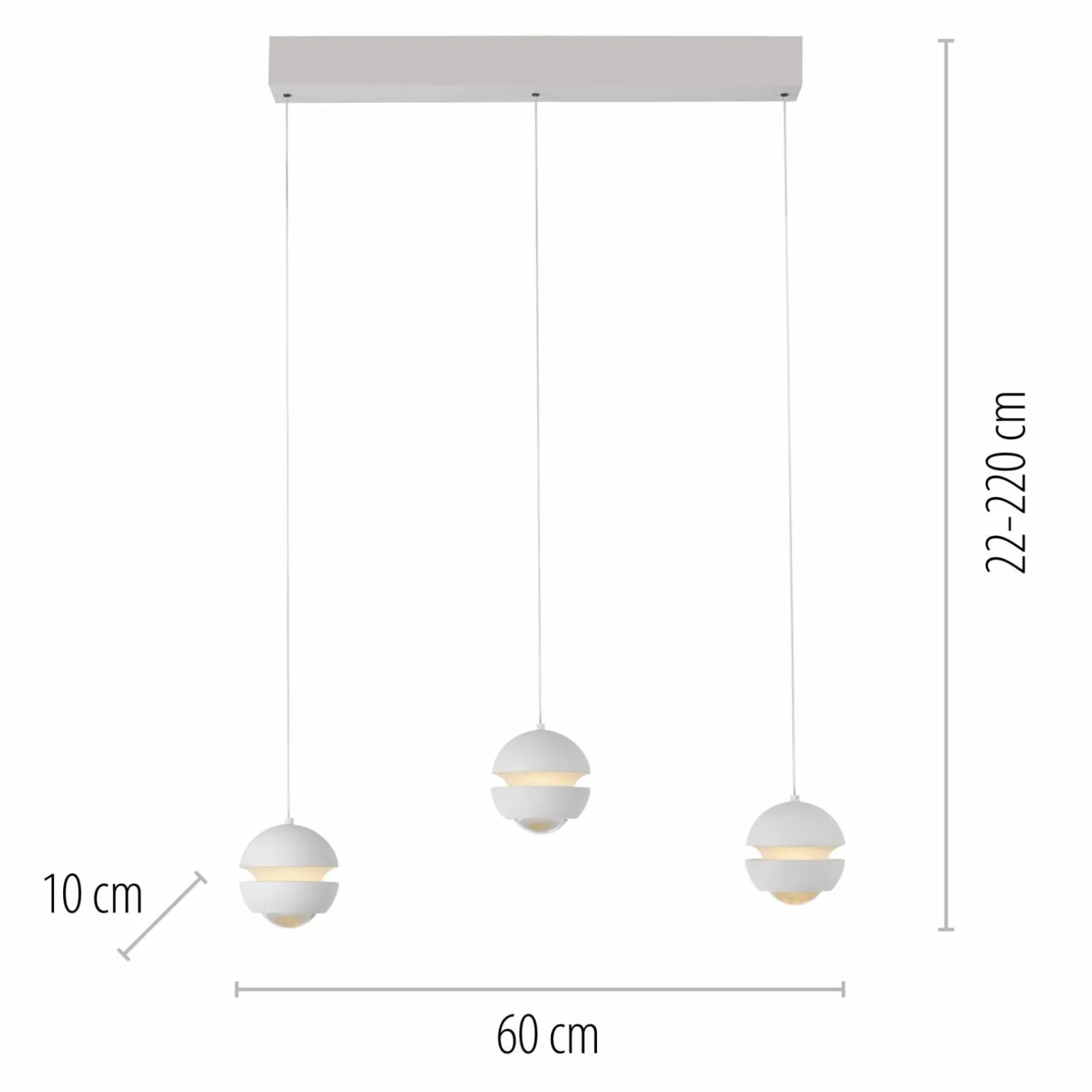 SCHÖNER WOHNEN LED-Pendelleuchte 3flg weiß