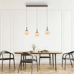 SCHÖNER WOHNEN LED-Pendelleuchte 3flg braun