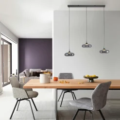 SCHÖNER WOHNEN LED-Pendelleuchte 3flg grau