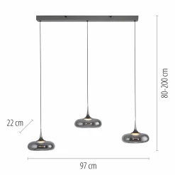 SCHÖNER WOHNEN LED-Pendelleuchte 3flg grau