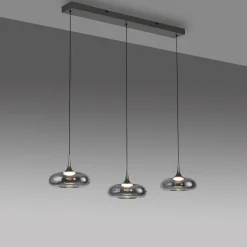 SCHÖNER WOHNEN LED-Pendelleuchte 3flg grau