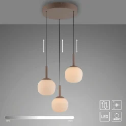 SCHÖNER WOHNEN LED-Pendelleuchte 3flg braun