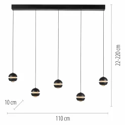 SCHÖNER WOHNEN LED-Pendelleuchte 5flg schwarz