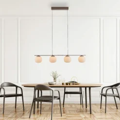 SCHÖNER WOHNEN LED-Pendelleuchte 4flg braun