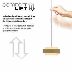 SCHÖNER WOHNEN LED-Pendelleuchte 3flg beige
