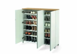 Schuhkommode silberfarbenbraunweiß