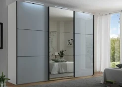 Schwebetürenschrank grauweiß