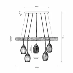 Spot Light Pendelleuchte 5flg schwarz