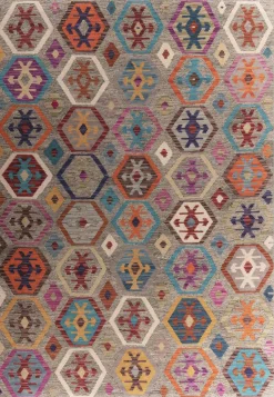 Theo Keller Flachwebteppich mehrfarbig