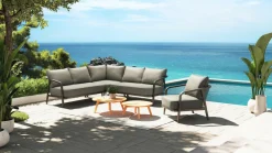 TIERRA OUTDOOR Lounge-Garnitur 3 tlg. grau