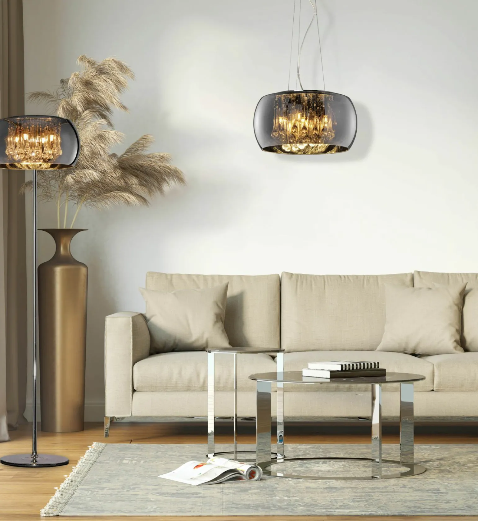 Trio Leuchten Pendelleuchte 5flg silberfarben