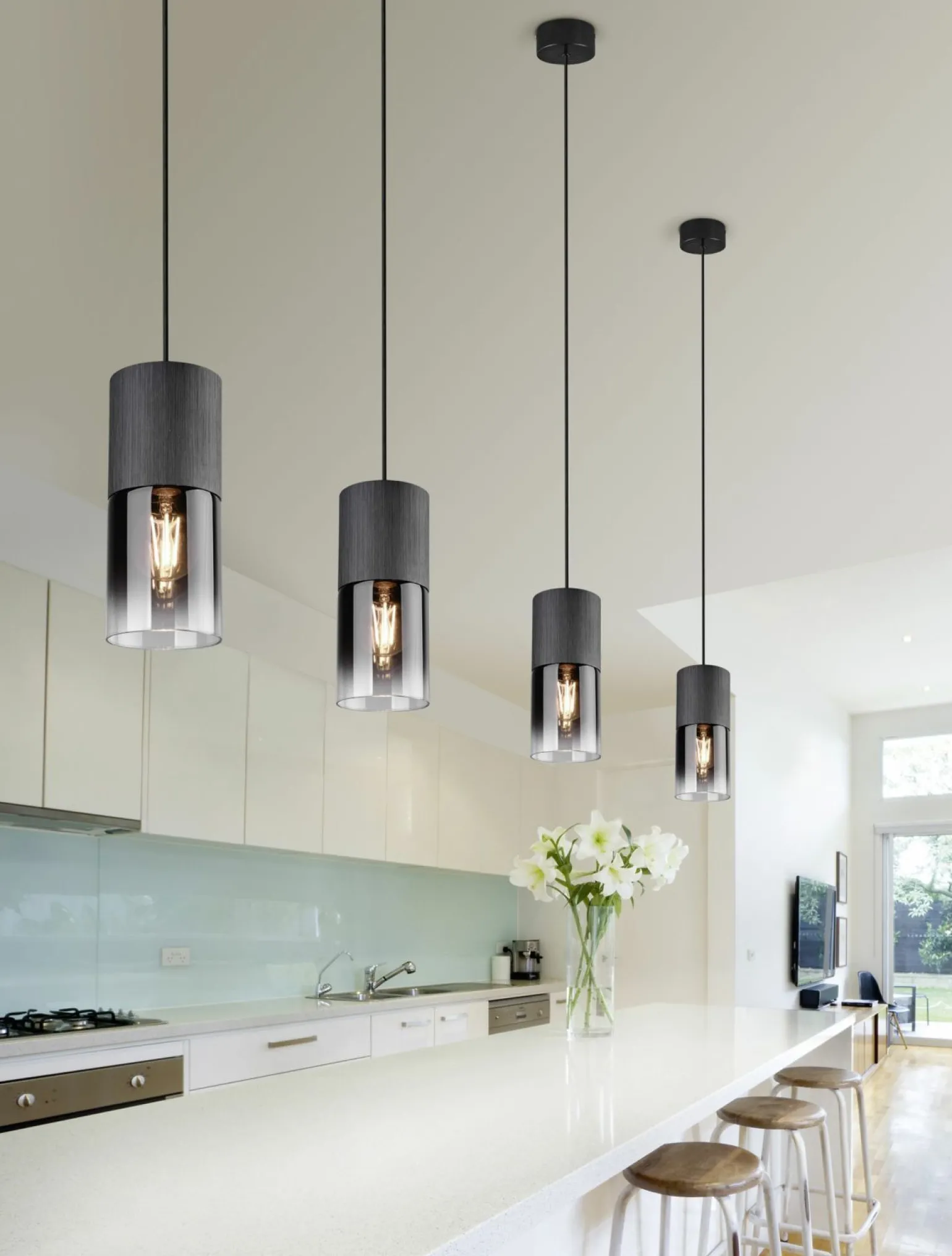 Trio Leuchten Pendelleuchte 4flg schwarz