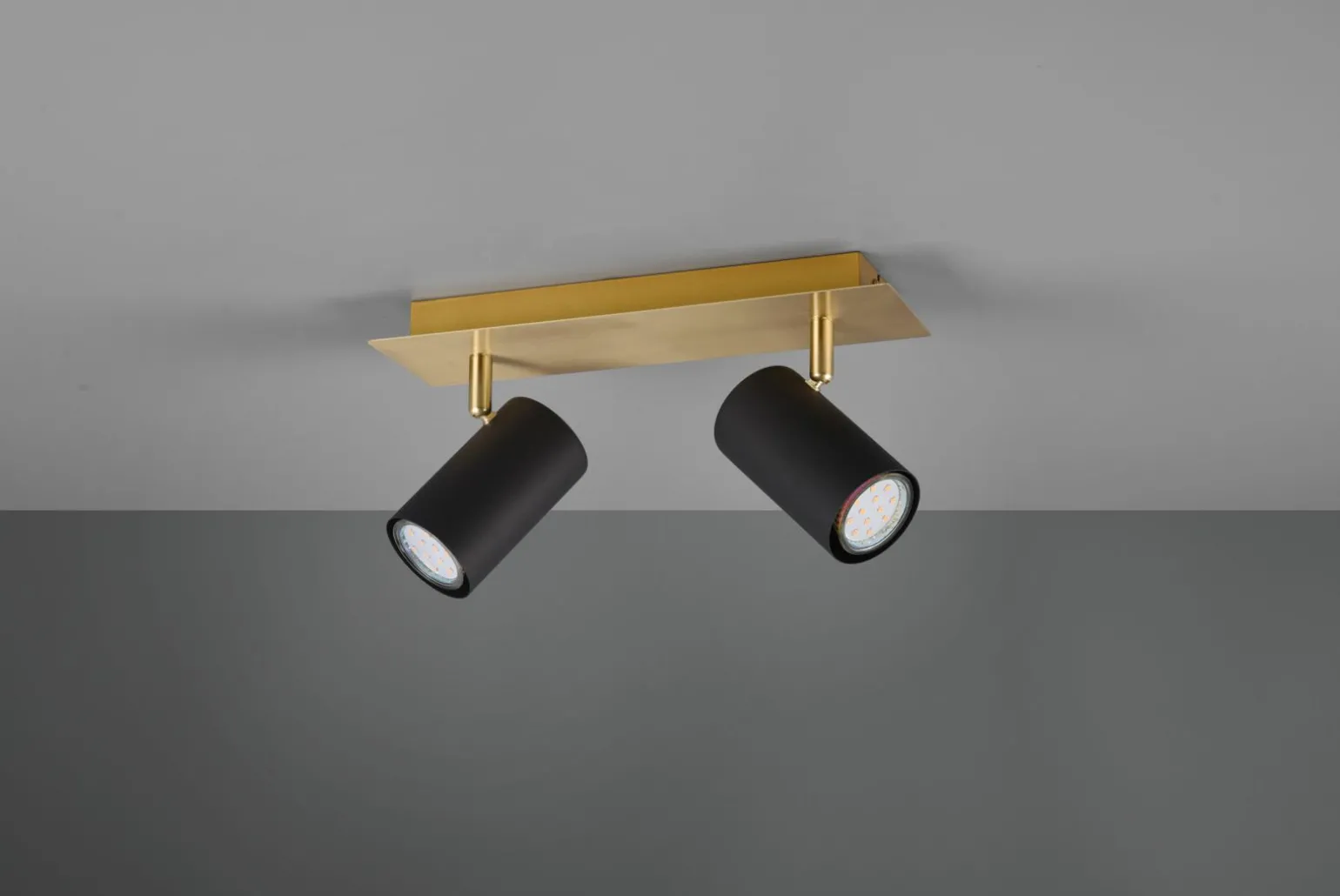 Trio Leuchten Strahler 2flg goldfarbenschwarz