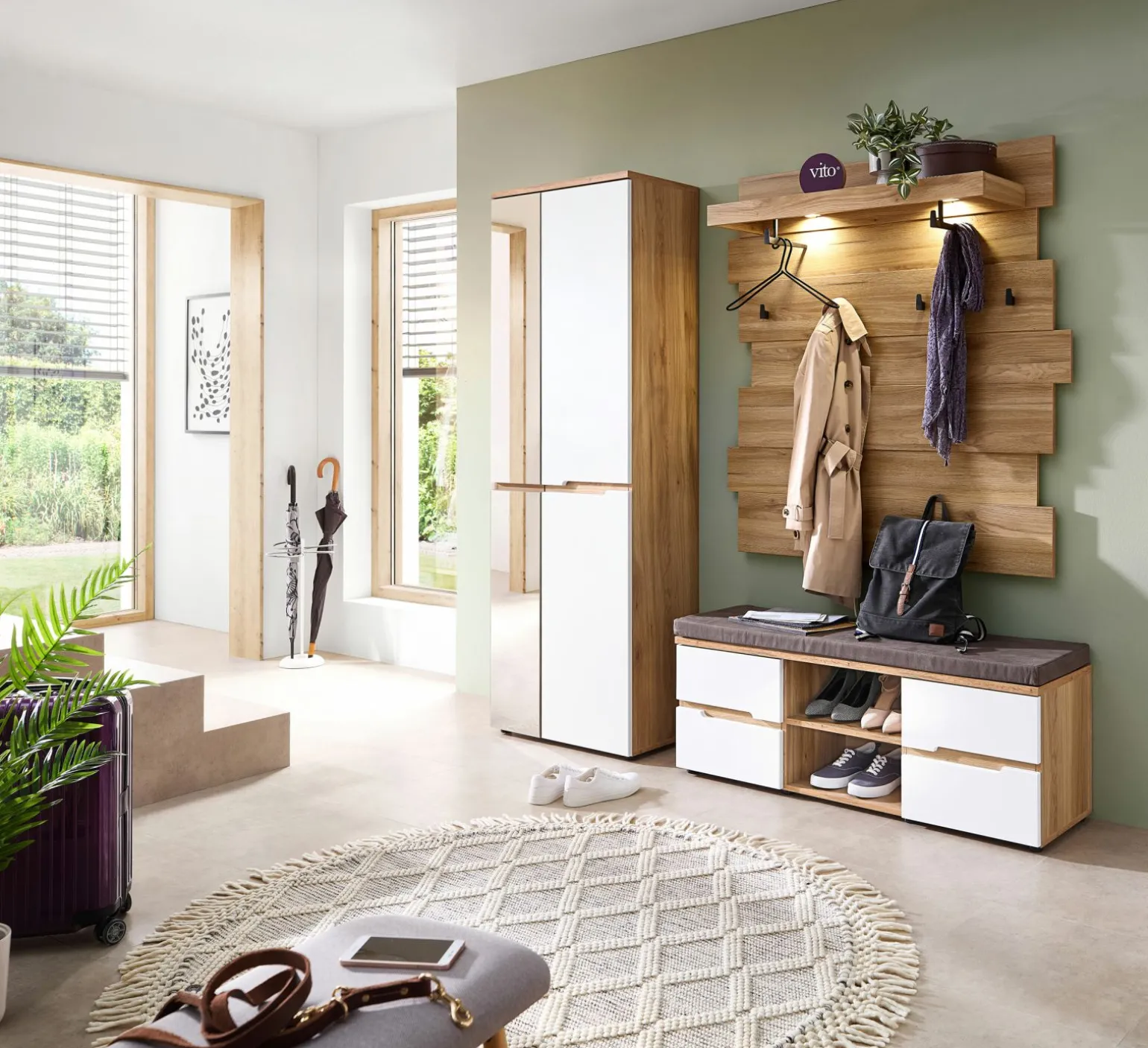 vito Garderobenbank weißbraun