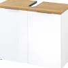 Waschbeckenunterschrank braunweiß