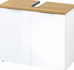 Waschbeckenunterschrank braunweiß